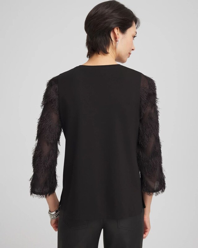Fringe Sleeve Ponte Top - image 3